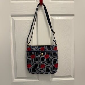 Stylish Navy and Hibiscus Tommy Hilfiger crossbody purse